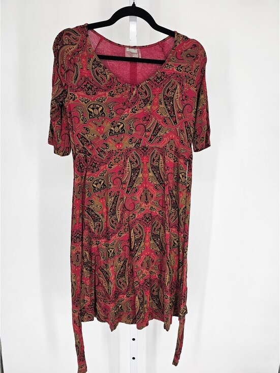 Athleta Dresses & Skirts - Athleta Women's Red Short Sleeve V-Neck Paisley Printed Lace Closer Dress Size S